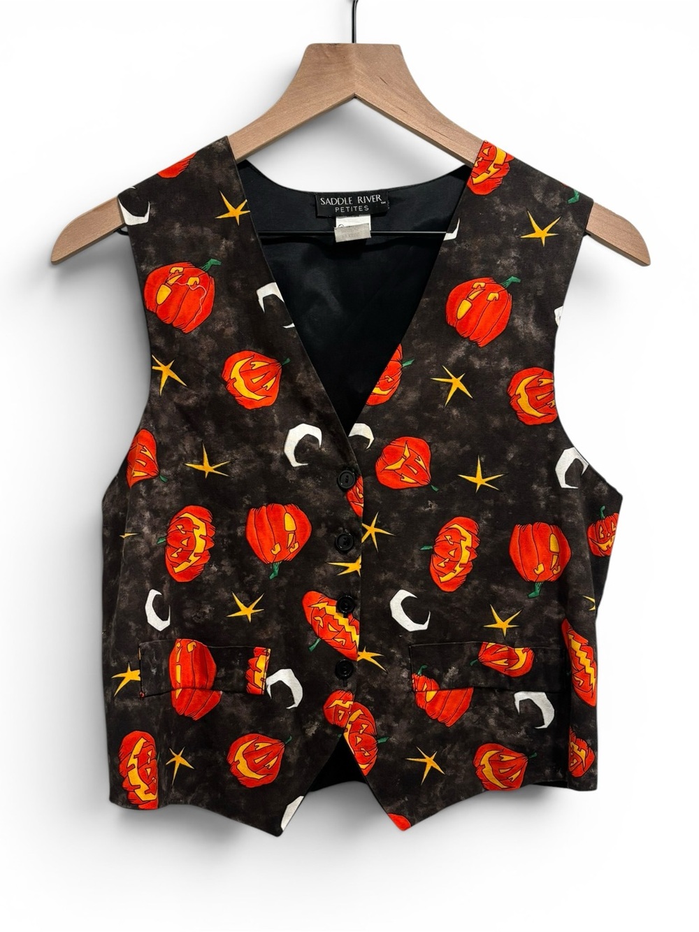 Vintage Saddle River HalloweenPumkim Print Vest -Women’s Size Medium Petite